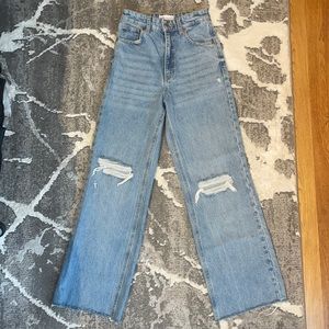 Zara Ripped Hi-Rise Wide Leg Jeans - Women’s 0